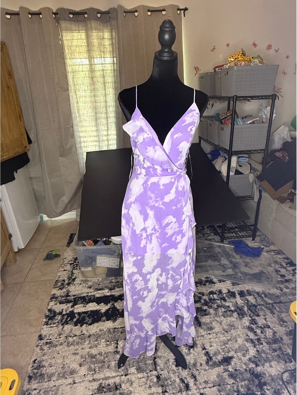 Fashion nova Lavender Ruffle Wrap Maxi Dress with Spagheh
